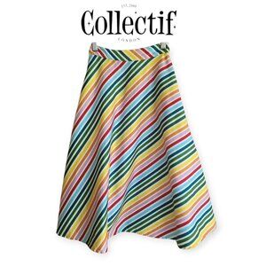 Collectif Modcloth **Rainbow Stripe** Retro Rockabilly Skirt Size S